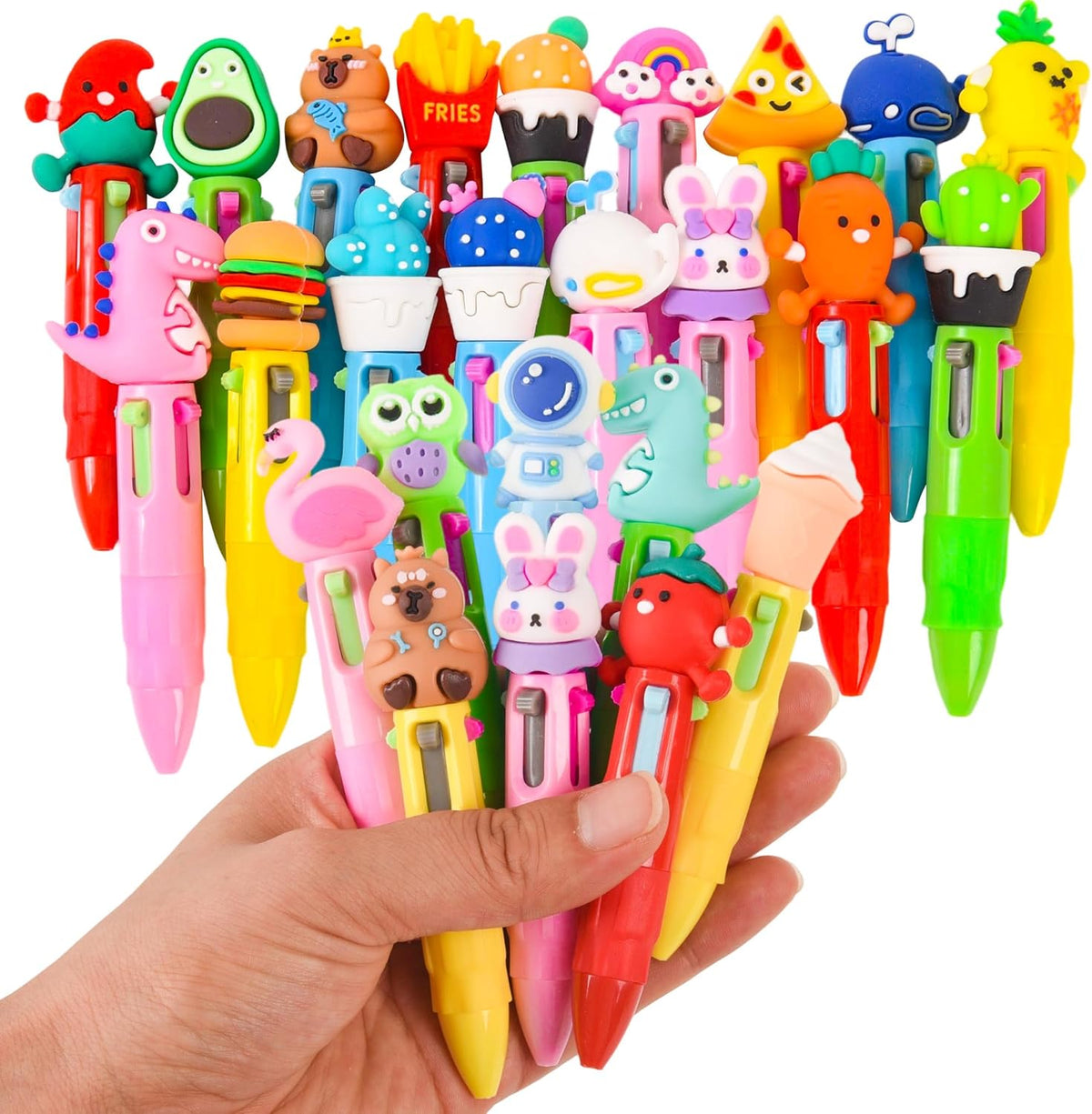 LiYiQ 25 PCS Multicolor Pen in One Fun 4-in-1 Cute Pens Bulk Kawaii Cool Ballpoint Pens for Kids Fun Gifts
