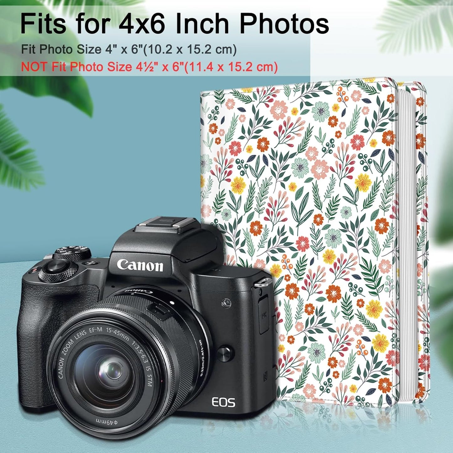 Fintie Photo Album for 4x6 Photos - 112 Pockets Vegan Leather Cover Memory Albums Book for Birthday Family Anniversary Vacation Pictures, Spring Bloom
