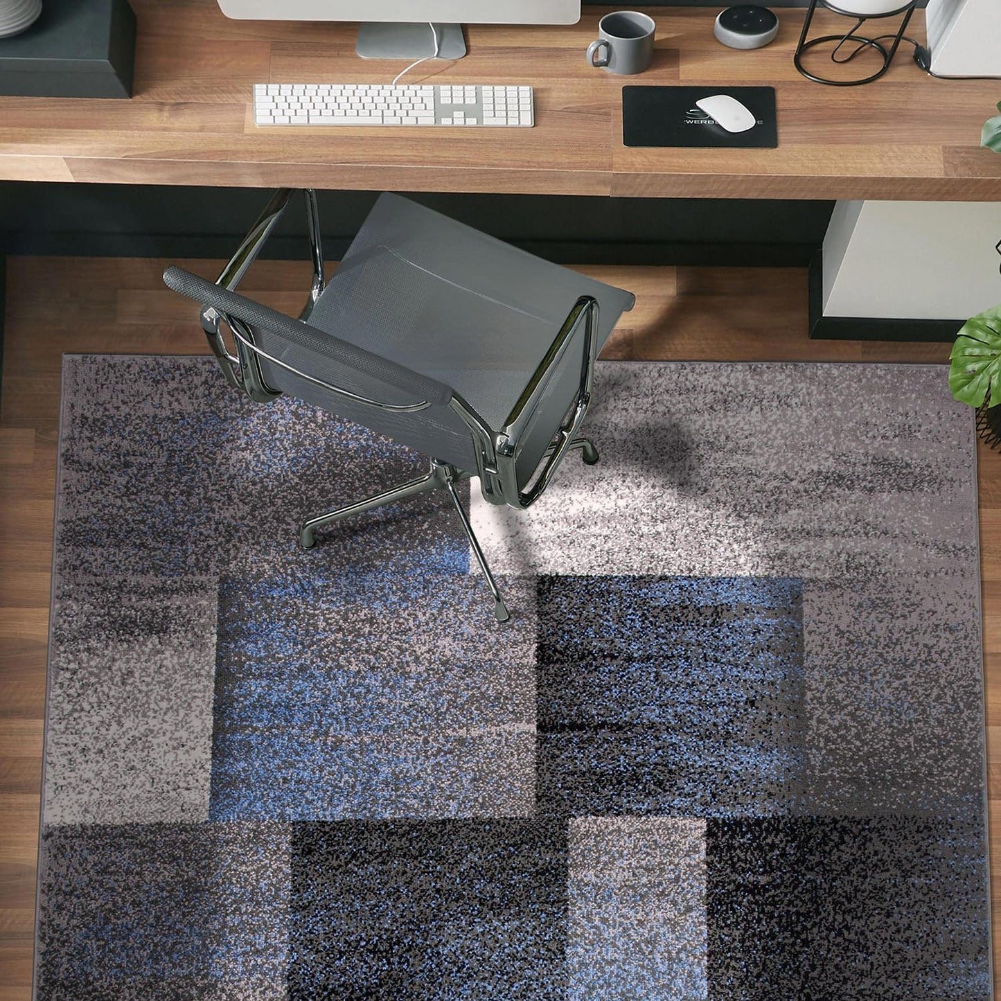 Rugshop Modern Distressed Boxes Area Rug 3' 3" x 5' Blue
