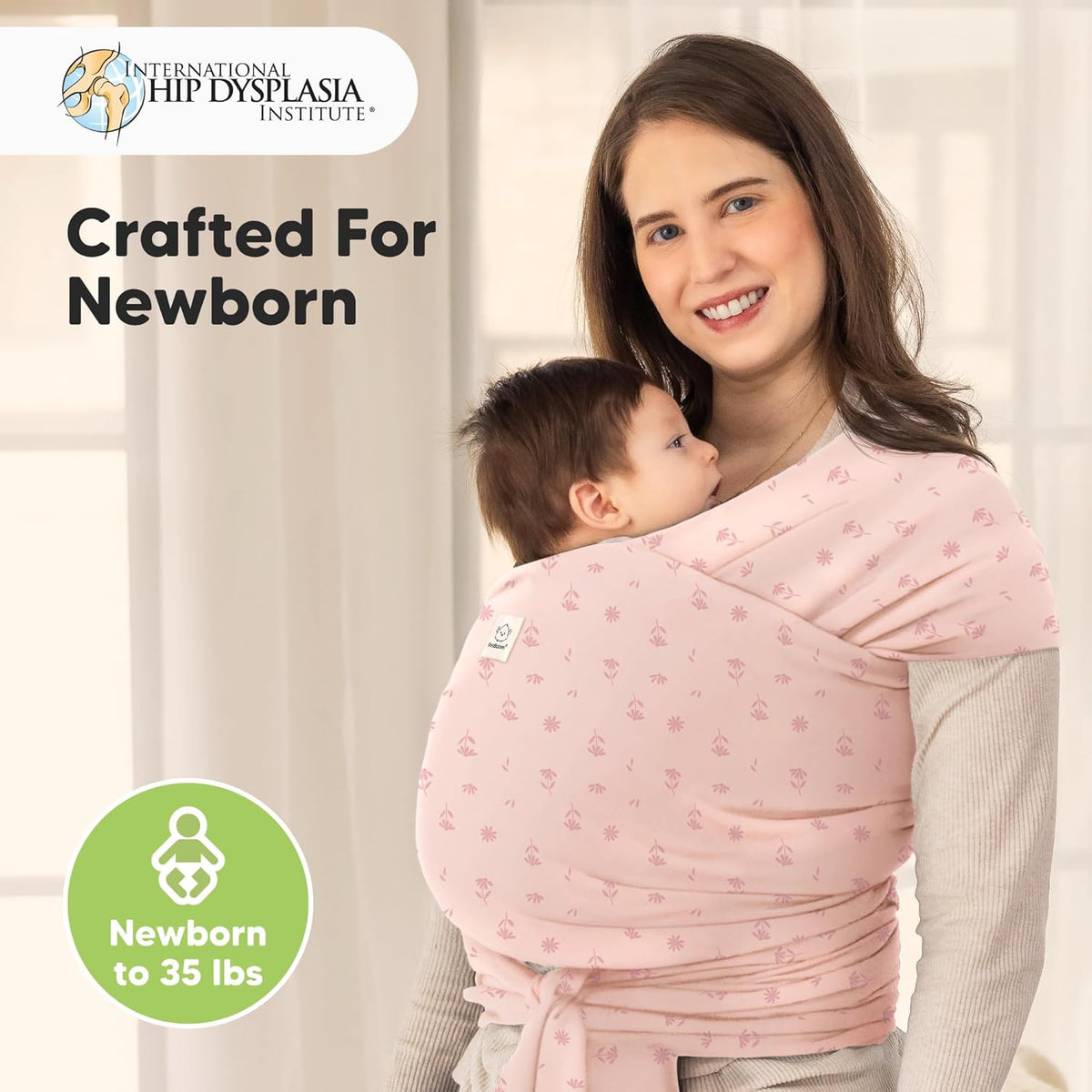 KeaBabies Baby Wrap Carrier - All in 1 Original Baby Carrier Newborn to Toddler Sling, Easy to Wear, Hands Free Bonding, Lightweight, Breathable Infant Wraps (Pink Daisies)