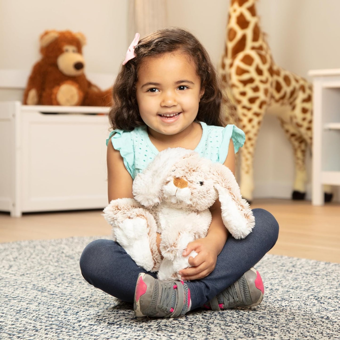 Melissa & Doug Burrow Bunny Stuffed Animal Plushie with Big Feet, Floppy Ears & Fluffy Tail, Adorable Pretend Play Toddler Toys for Girls & Boys 3+
