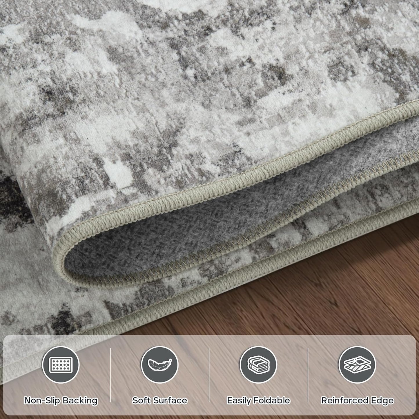 10x14 Area Rugs Large Living Room Rug Washable: Modern Abstract Rug Indoor Modern Carpet Non Slip for Dining Room Bedroom Nursery Home Office Black Gold