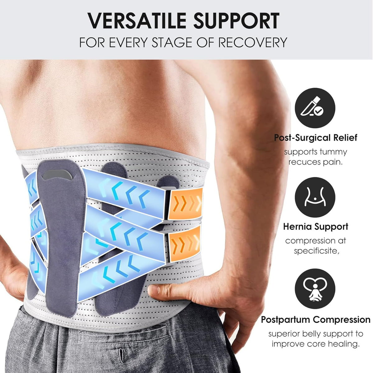 Elastic Abdominal Binder Lower Waist Support Belt, Post Surgery Postpartum Belly Band Wrap Back Support Belt Stomach Compression Wrap Waist Recovery for Men and Women (XXX-Large)