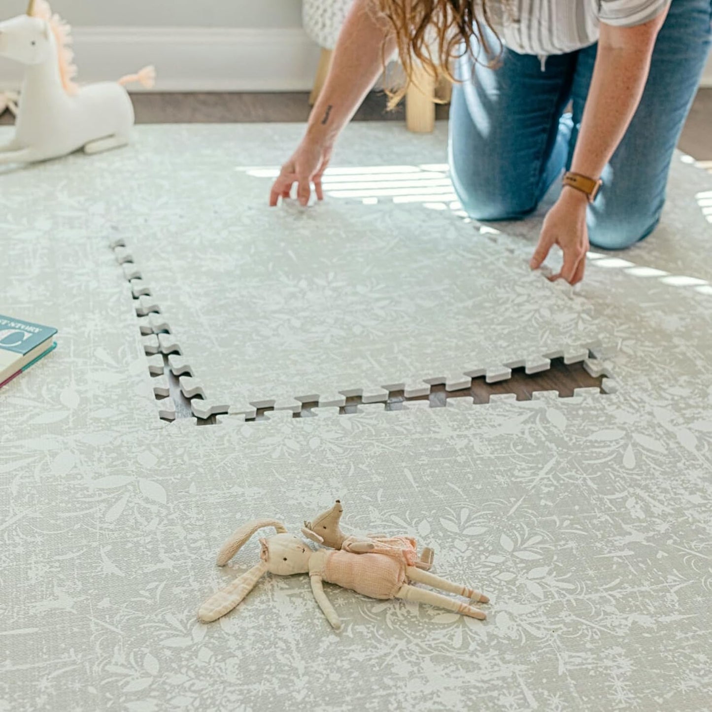 Baby Play Mats for Floor - Eden (6x6ft) - Premium EVA Foam Play Mat for Babies & Toddlers - Perfect for Tummy Time, Crawling, Playroom - Stylish & Comfortable Kids Play Mat