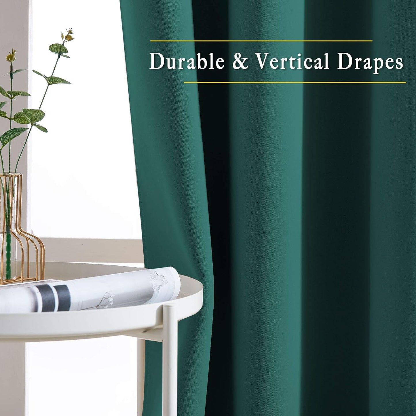 NICETOWN Blackout Curtains for Bedroom - Thermal Insulated Solid Grommet Room Darkening Curtains/Panels/Drape for Bedroom(Hunter Green, 2 Panels, 46 x 90Inch)