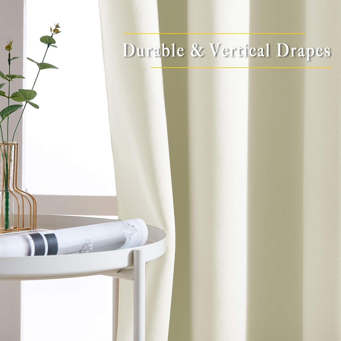 NICETOWN Room Darkening 118 inch Long Curtains, Grommet Thermal Drapes Weighted Room Divider Wide Window Treatments for Living Room, W66 x L118, Beige, 2 Panels