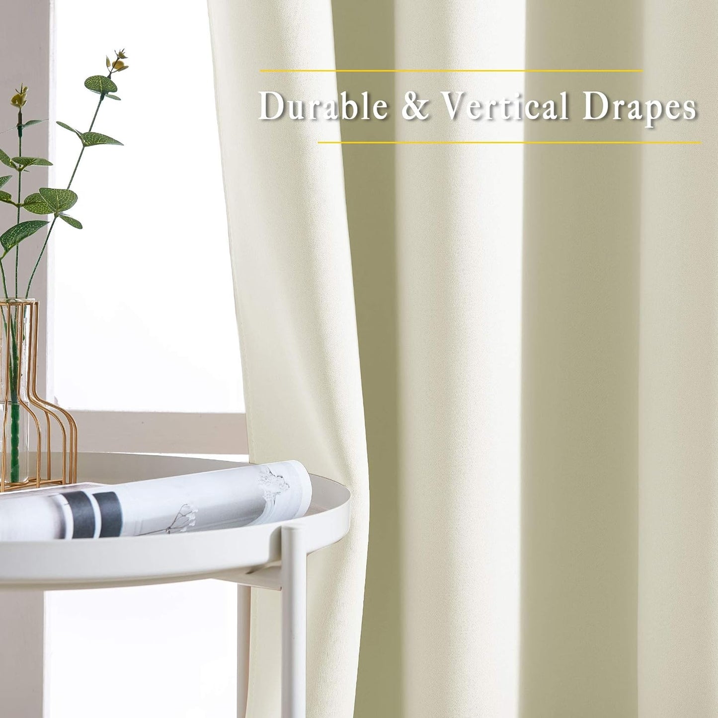 NICETOWN Room Darkening Curtains and Drapes 54 inch Long - Grommet Energy Saving Thermal Insulated Light Blocking Window Treatments for Bedroom (Beige, 1 Pair, W37 x L54)