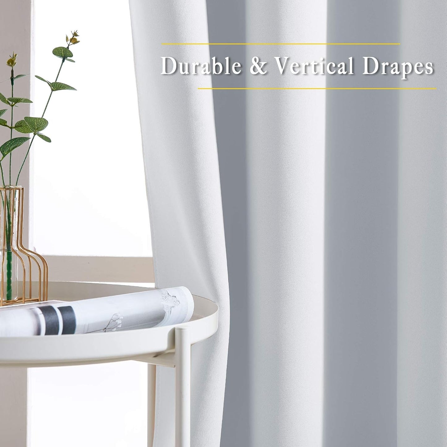 NICETOWN Room Darkening Curtains for Living Room - Easy Care Solid Thermal Insulated Grommet Curtains/Panels/Drapes for Bedroom (2 Panels, 66 by 72, Greyish White)