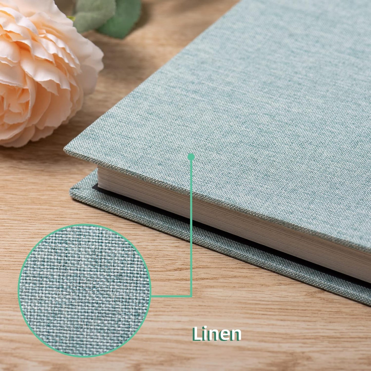 Photo Album Self Adhesive Scrapbook Album for 4×6 Pictures DIY Magnetic Linen Cover Album 30 Blank Pages for Family Wedding, Birthday, Christmas, Anniversary (Green)