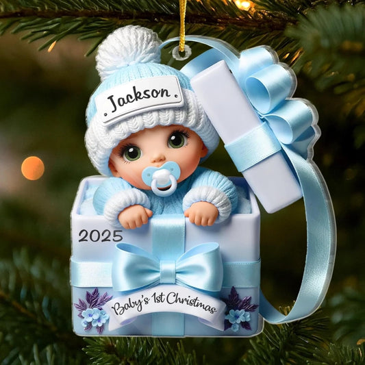 Pawfect House Custom 2D Acrylic Ornament, Personalized Christmas Baby Shower, Gender Reveal Gifts for New Moms, New Dads, Parents, Our Little Bundle's First Holiday Season, Baby Christmas Ornaments