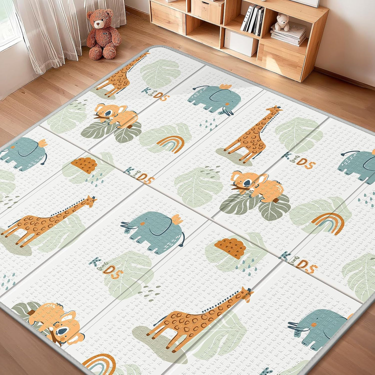 Foldable Baby Play Mat for Floor, PIGLOG 79x71 Extra Large Crawiling Play Mat for Babies, Waterproof & Portable Tummy Time and Non-Toxic Soft Foam Playmat for Infants, Toddlers