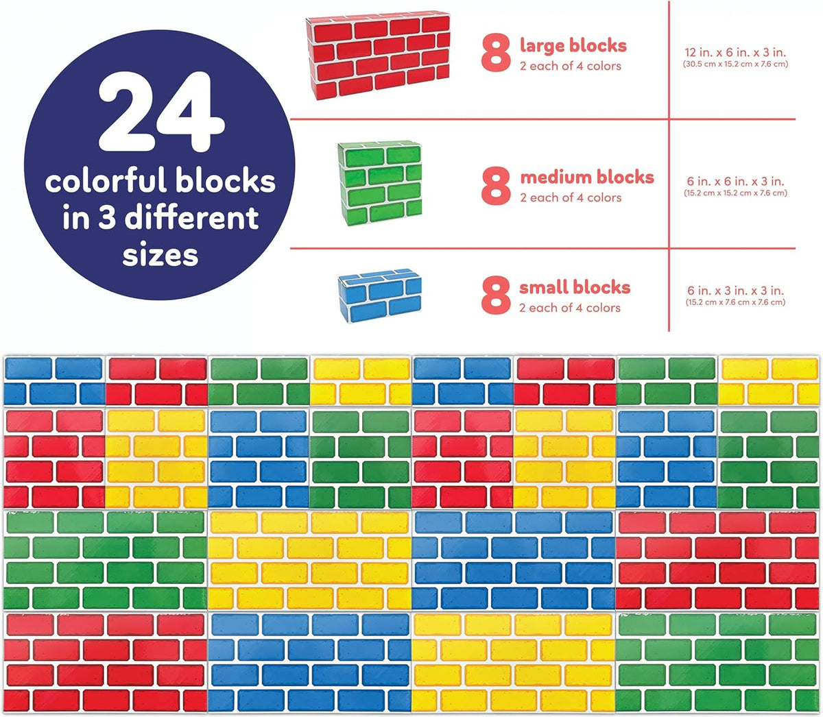 Teacher Created Resources Easy-Stack Cardboard Blocks 24 Piece Set (TCR11531)