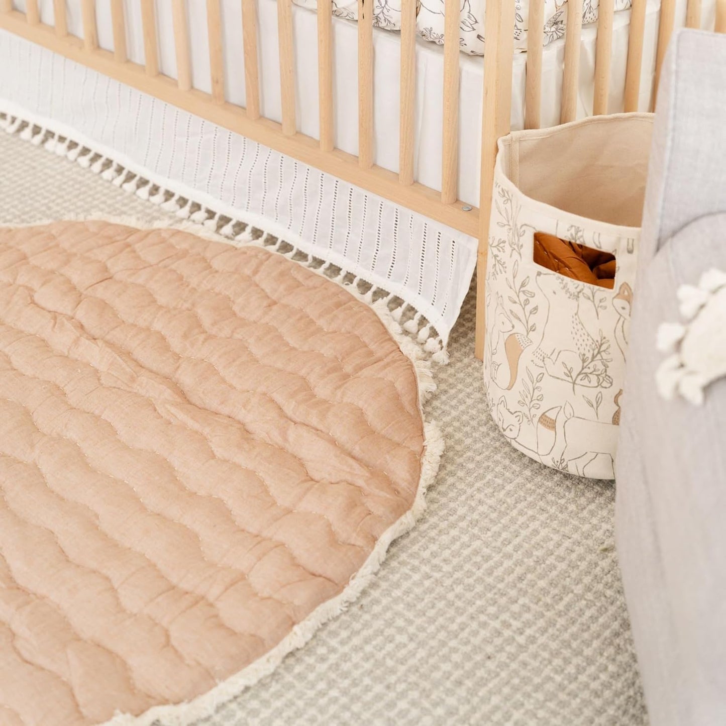 Crane Baby Baby Activity Mat, Woodland Animal Nursery Decor, Reversible Infant Play Mat for Tummy Time and Floor Activities, Infant Play Mat, 40" X 40"