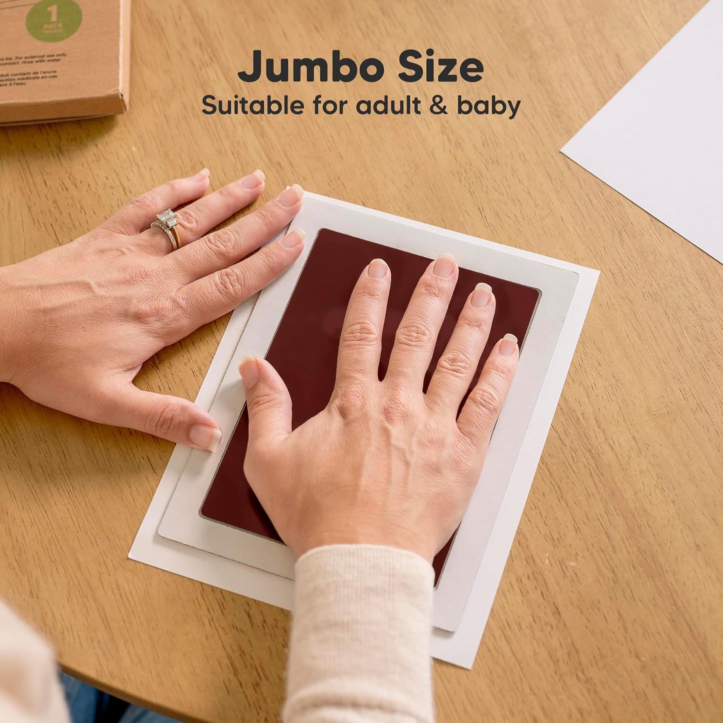 1-Pack Inkless Baby Hand and Footprint Kit - Mess Free Ink Pad for Newborn Keepsake, Dog Nose & Paw Print Kit, Clean Touch Ink Pad for Baby Hand & Footprints, Ideal New Mom Gifts(Auburn, Jumbo)