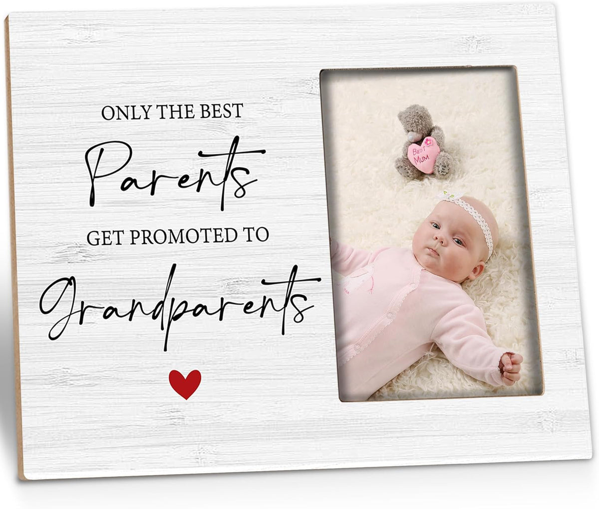 Grandparents Picture Frame Gifts - First Time Grandparents Gifts, Grandparents Baby Announcement Frame, Promoted to Grandparents Wooden Picture Frame for Tabletop or Wall Hanging 4x6 Photo