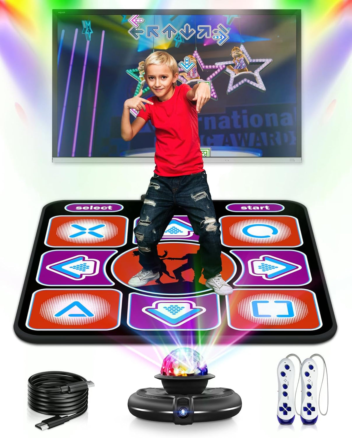 Dance Mat, Electronic Dance Mat for TV with Camera, Non-Slip Dance Mat for Girls, Birthday Gifts Dance Game Mat for Kids Adults Girls Boys (Black)