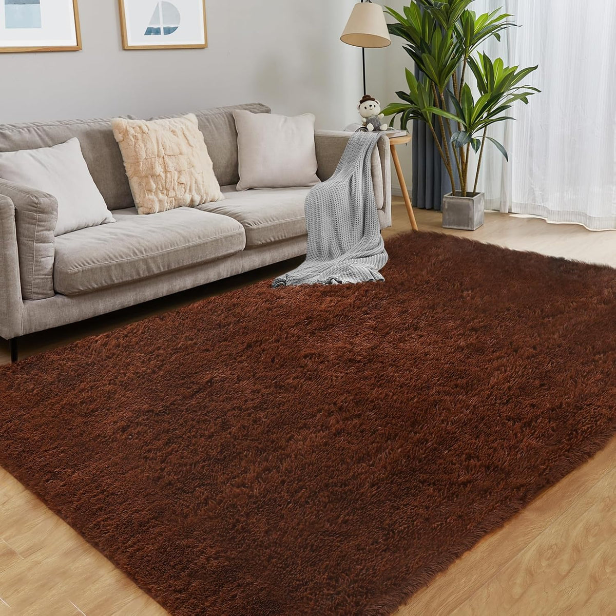 Luxury Area Rug, 6x9 Rugs for Living Room, Ultra Soft Rugs for Bedroom, Non-Slip Indoor Carpet for Nursery, Kids Room, Playroom, Home Decor, Brown