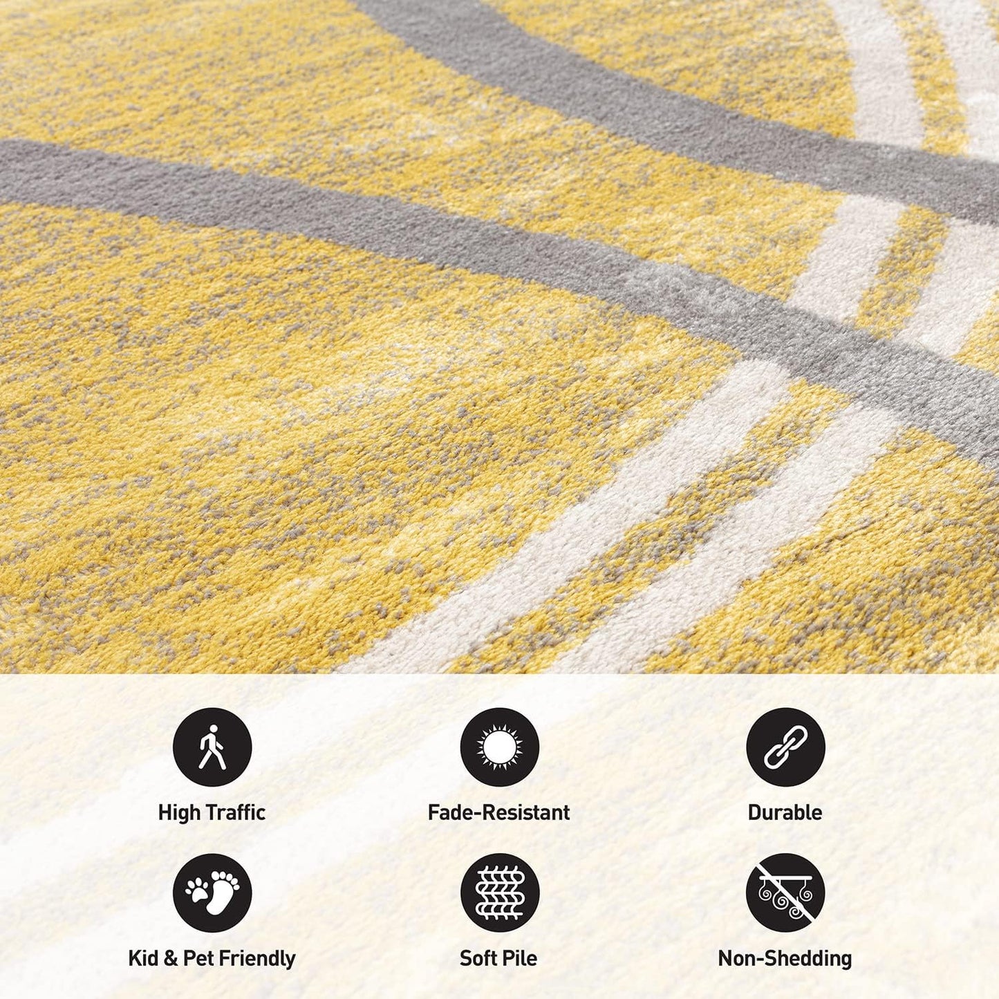 Rugshop Modern Wavy Circles Design Area Rug 8'8" x 12' Yellow
