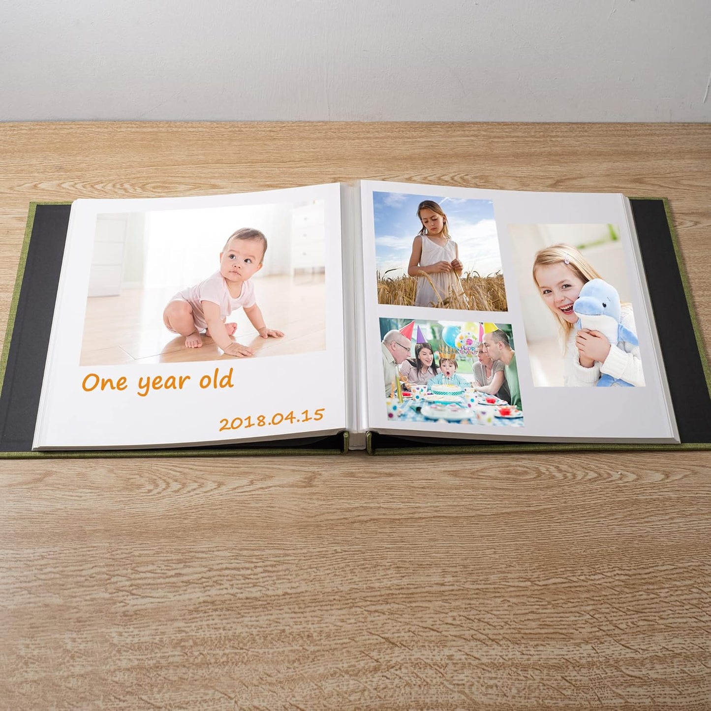 Large Photo Album Self Adhesive Scrapbook Album for 4×6 5×7 8×10 Pictures DIY Magnetic Linen Cover Album 40 Pages for Family Wedding Gifts with Metal Pen and Plastic Board