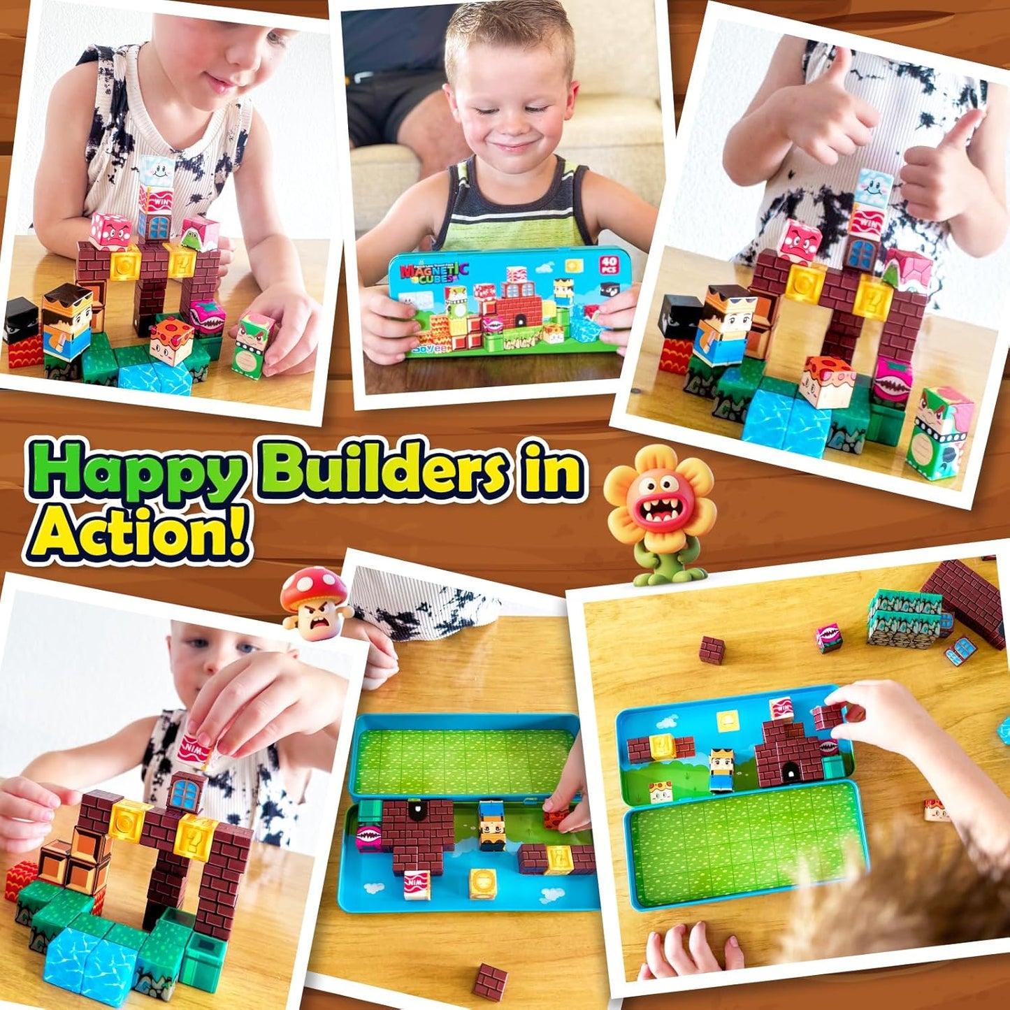 Magnetic Blocks Travel Toys with Portable Metal Tin - STEM Magnet Building Blocks Toddler Kids Toys for 3 4 5 6 7 8 Year Old Boys & Girls Xmas Birthday Gifts Classroom Must Haves Decor