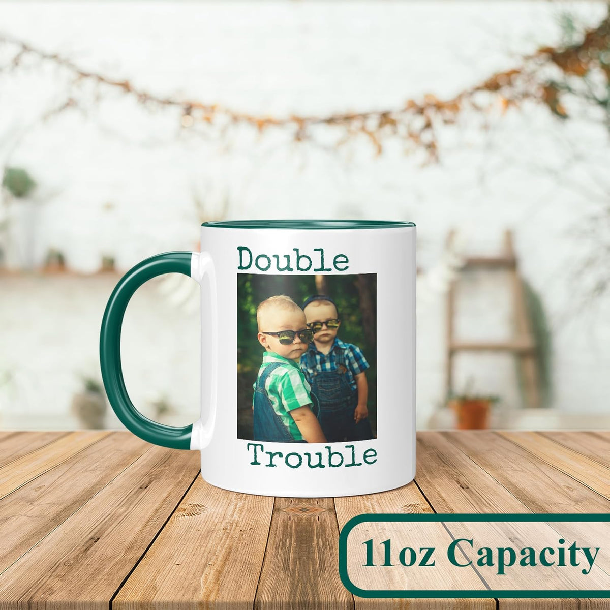 Personalized Coffee Mug, Custom Photo Text 11 Oz Ceramic Mug, Customized Picture Name Tea Cup, Unique Gift Idea, Taza Cafe Personalizadas Fotos, Cute Custom Gifts Mom Women Men, Father's Day, Green