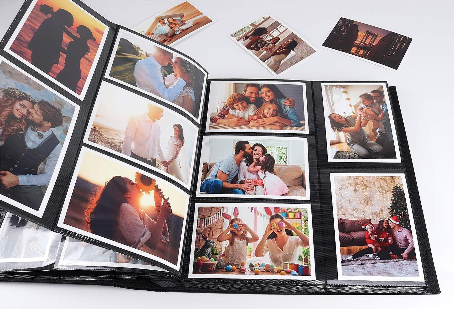 RECUTMS Photo Album 4x6 Holds 500 Photos Black Inner Page Button Grain Leather Larger Capacity Horizontal and Vertical Photos Wedding Pictures Album Birthday Christmas Baby Family Photo Book(Purple)
