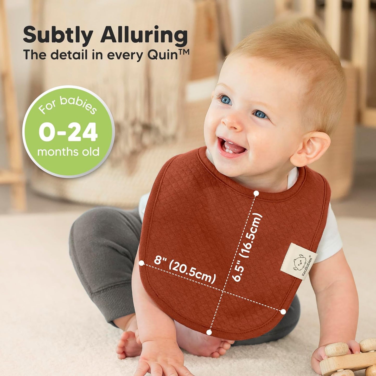 8-Pack Organic Baby Bibs for Girls, Boys - Quilted Cotton Cloth Baby Drool Bibs for Drooling and Teething Toddler, Newborn, Infant, Soft & Super Absorbent (Sahara)