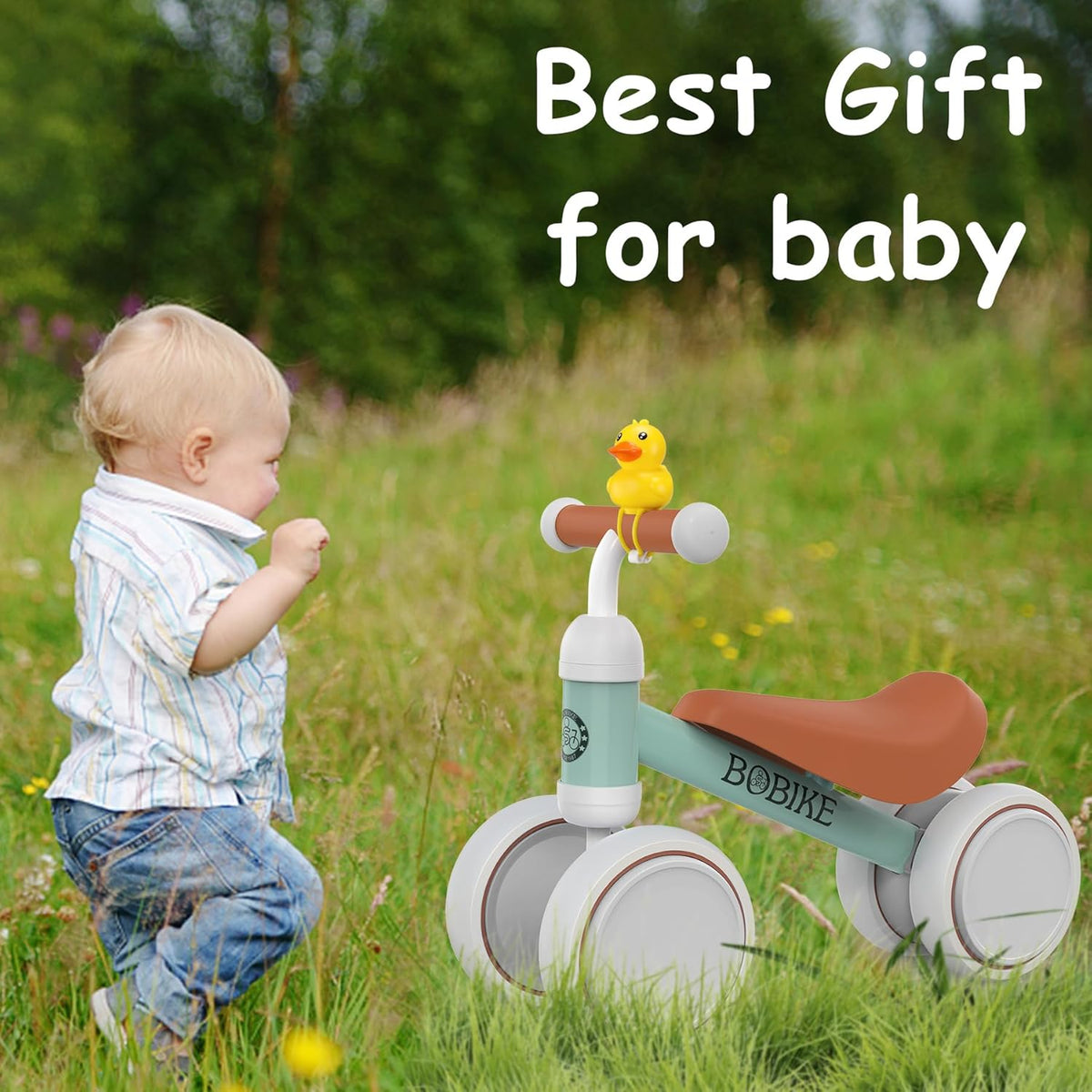 Baby Balance Bike Toys for 12-36 Months Kids Toy Boy and Girls Gifts Toddler Best First Birthday Gift Children Walker No Pedal Infant 4 Wheels Bicycle (Classic, Light Green)