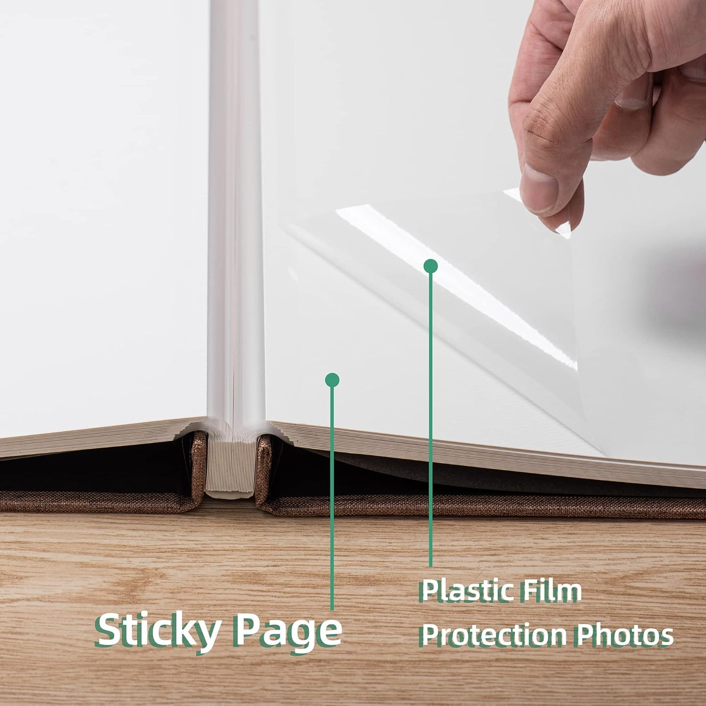 Large Photo Album Self Adhesive Scrapbook Album for 4×6 8×10 Pictures DIY Magnetic Linen Cover Album 40 Pages for Family Wedding Gifts with Metal Pen and Plastic Board