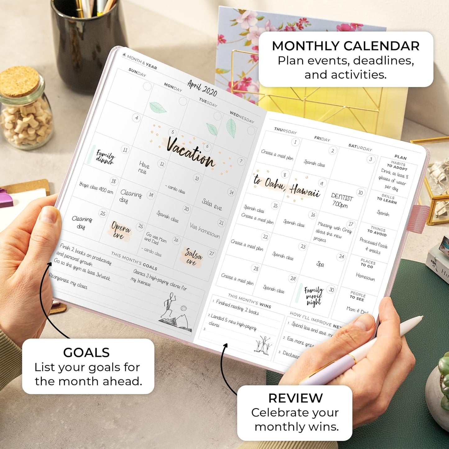 Clever Fox Planner Daily Premium – Undated Daily Planner with Hourly Schedule, Personal Organizer, Productivity Journal, 6 Months (Rose Gold)
