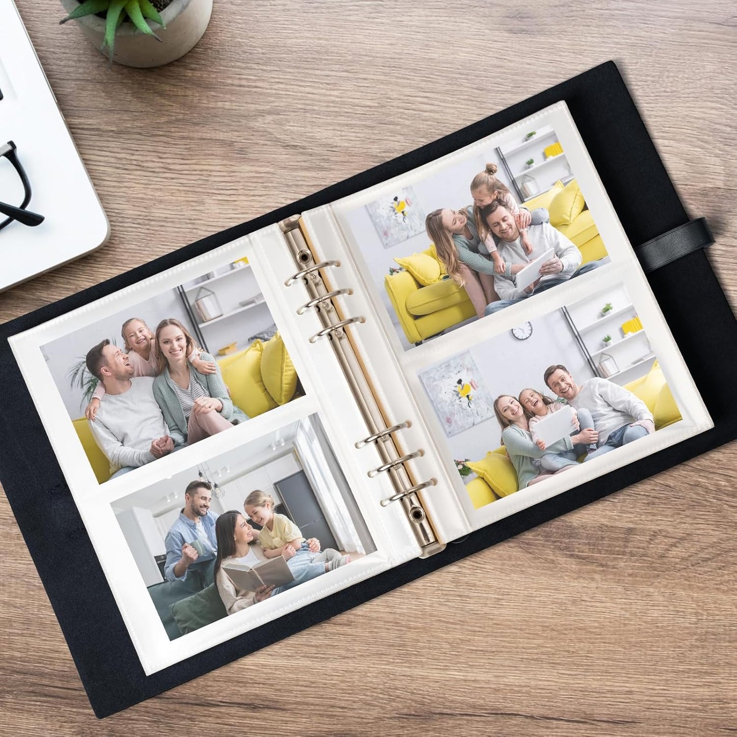 Photo Album 4x6 200 Photos, Genuine Leather Photo Albums with Writing Space with 30 Writing Paper, Travel Family Wedding Kids Graduation Ultrasound Baby Picture Album Scrapbook Photo Album（Love Tree）