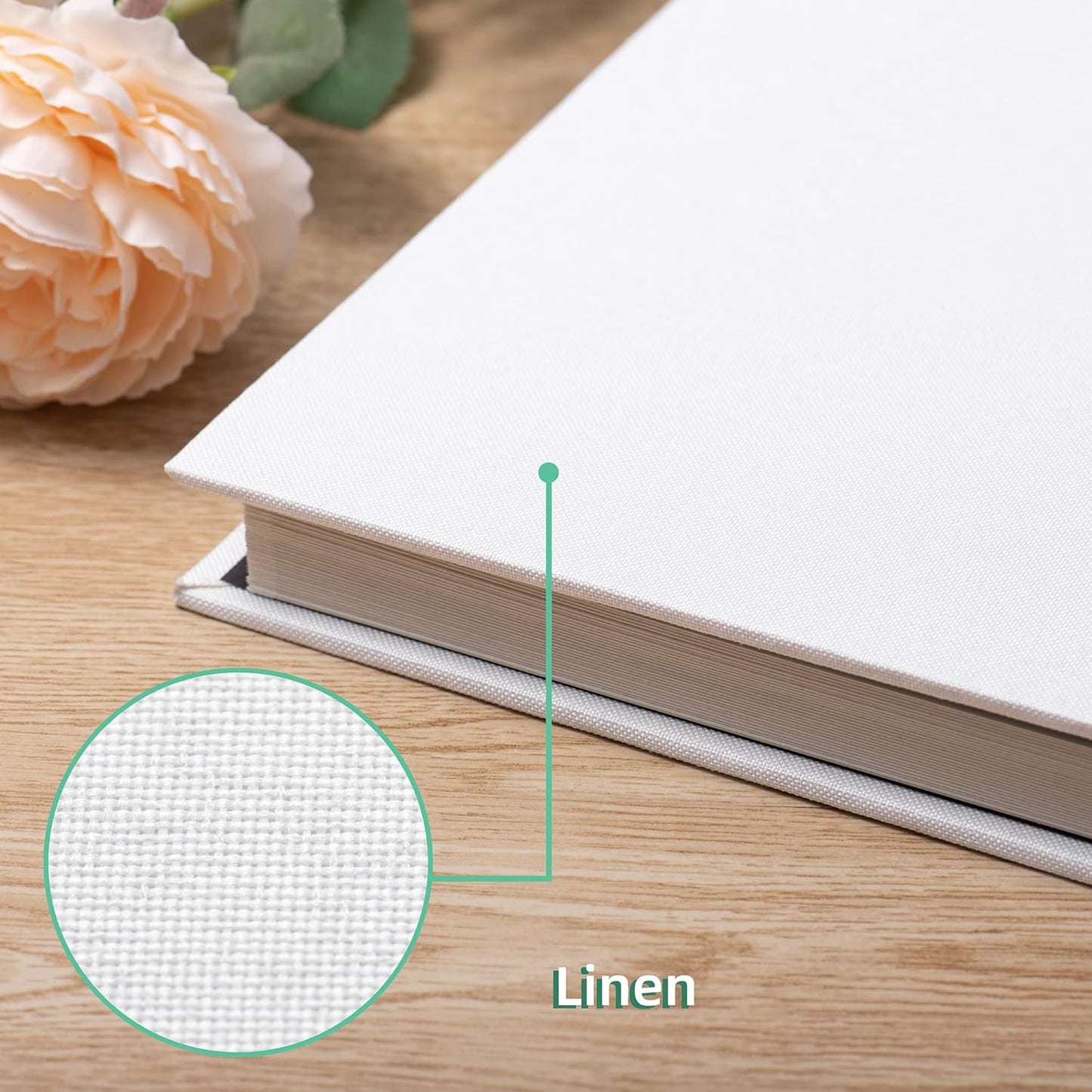 Large Photo Album Self Adhesive Scrapbook Album for 4×6 8×10 Pictures DIY Magnetic Linen Cover Album 40 Pages for Family Wedding Gifts with Metal Pen and Plastic Board