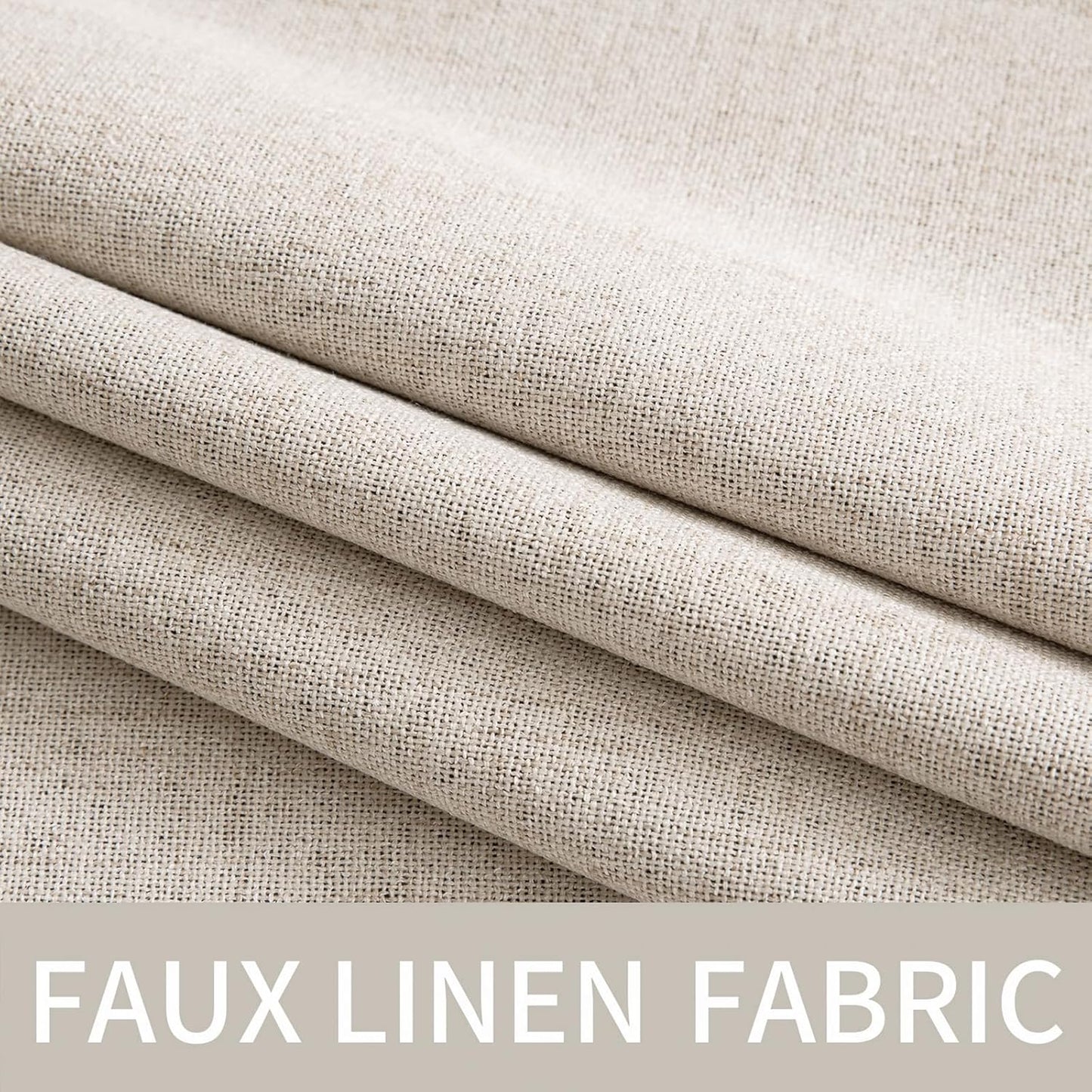 MIULEE Linen Textured Curtains for Bedroom Solid 100% Blackout Thermal Insulated Natural Grommet Room Darkening Curtains & Drapes Luxury Decor for Living Room Nursery 52 x 45 Inch (2 Panels)