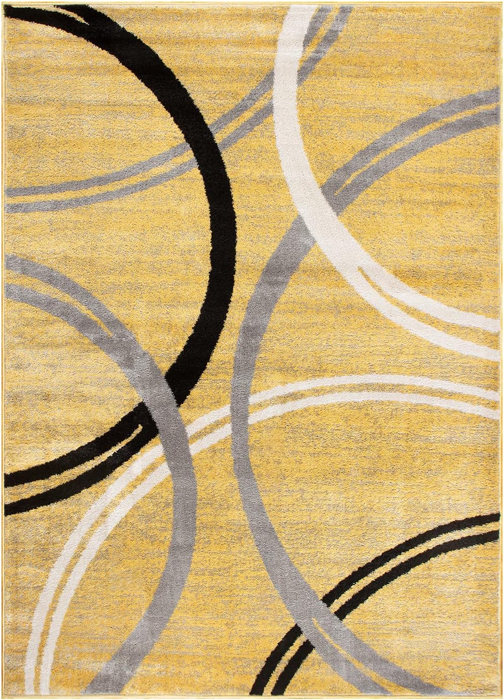 Rugshop Modern Wavy Circles Design Area Rug 6'6" x 9' Yellow