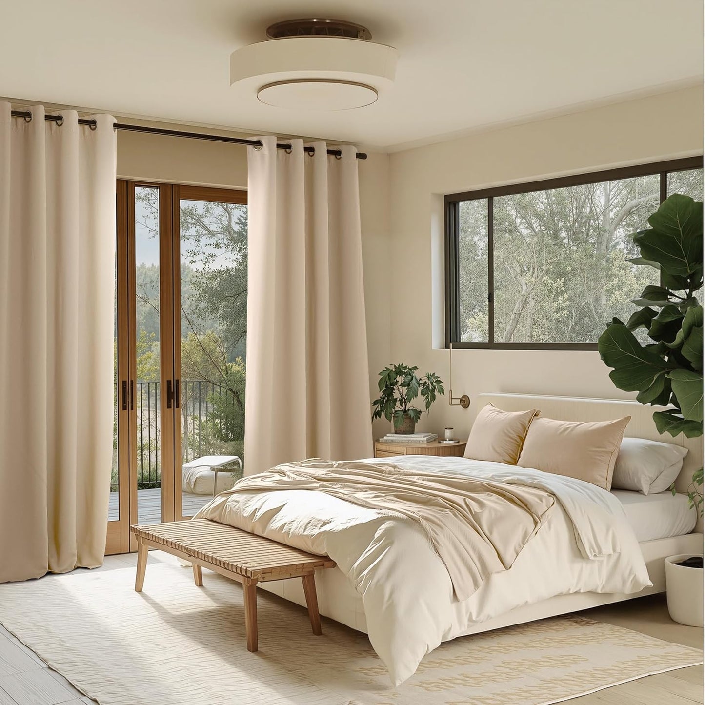 NICETOWN Biscotti Beige Blackout Curtains 108 Inches Long, Thermal Insulated 2 Panels Set, W52 Soundproof Light Blocking Drapes for Living Room, Bedroom, Window, Girls Room, W52 x L108