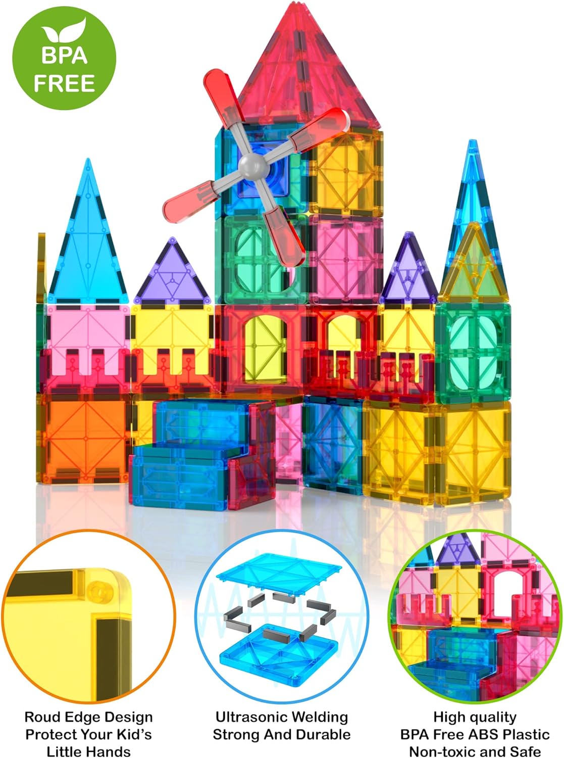 Jasonwell 100pcs Magnetic Tiles Building Blocks Set for Boys Girls Preschool Educational Magnet Construction Kit Stacking STEM Toys Christmas Birthday Gift for Kids Toddler 3 4 5 6 7 8 9 10 + Year Old
