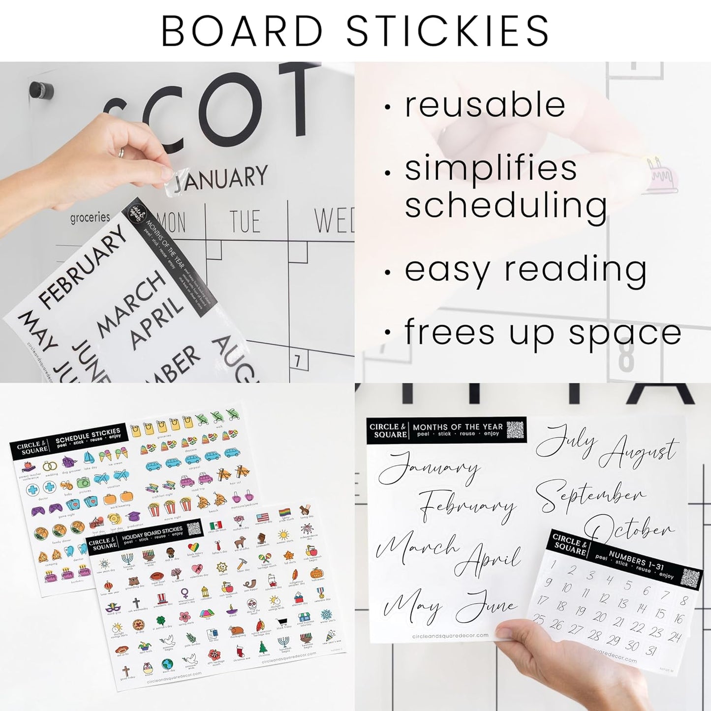 Personalized Clear Acrylic Calendar for Wall, Calendar Whiteboard for Wall, Dry Erase Wall Calendar, Wall Calendar Organizer System for Home (Cursive, Black, 23"W x18.5"H)