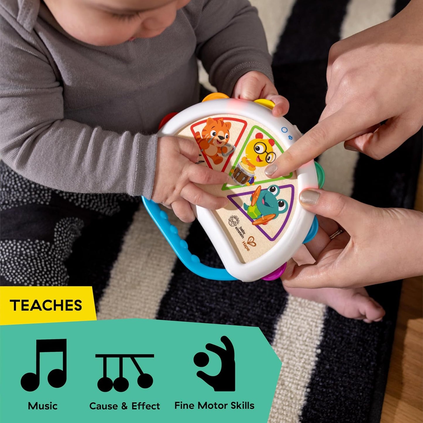 Baby Einstein + Hape Tap & Shake Magic Touch Tambourine, Ages 6 Months and Up