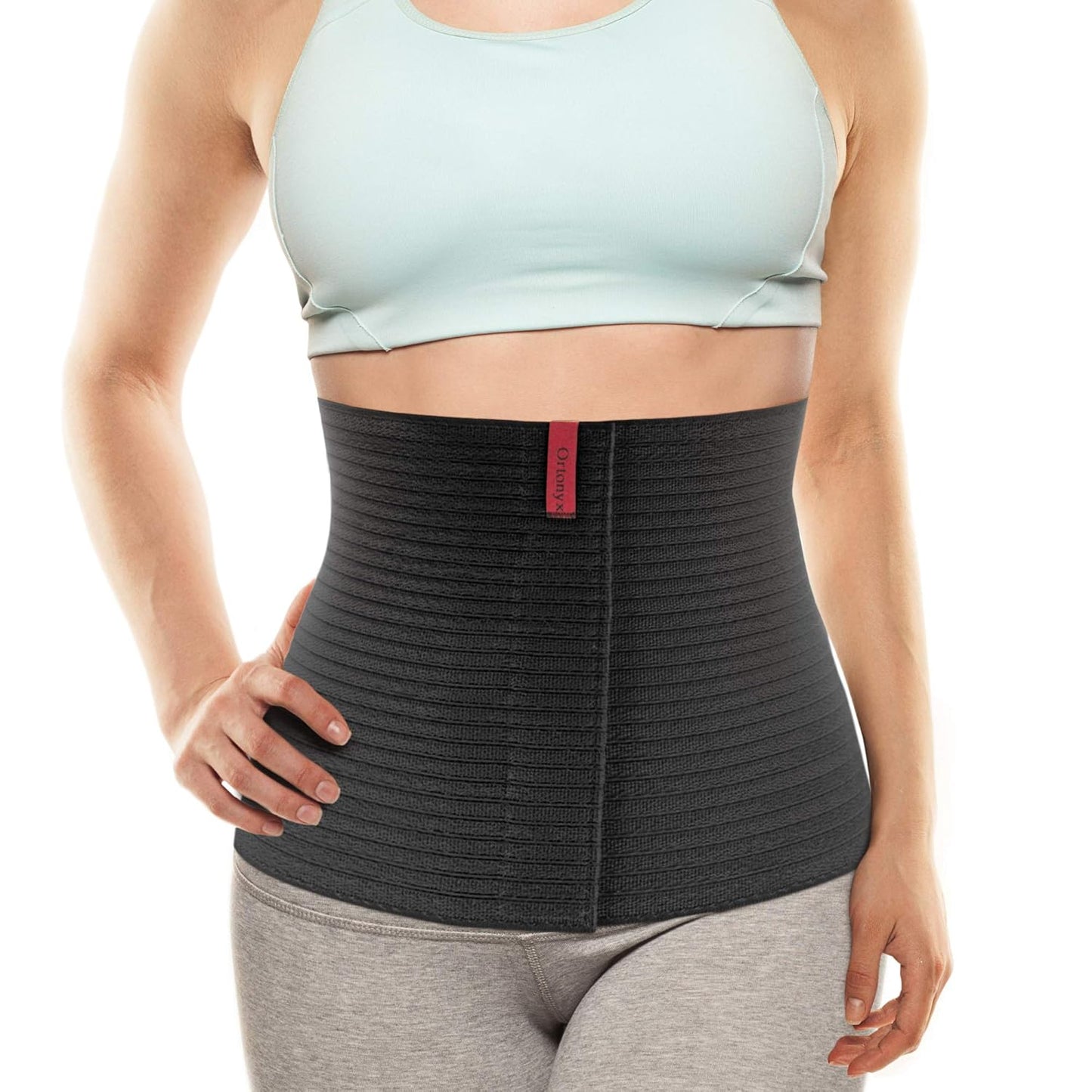 ORTONYX 10.25" Abdominal Binder for Men and Women/Postpartum Post-operative Post-surgery Wrap/Abdomen Navel Umbilical Hernia Support Belt / 524010 Black L/XXL