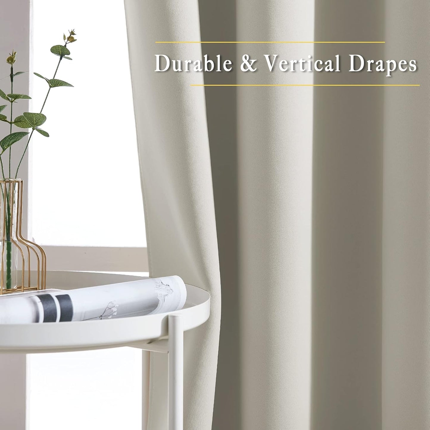 NICETOWN Blackout Natural Curtains for Bedroom - Window Treatment Thermal Insulated Grommet Solid Drapes Thermal Curtains Sound Reducing for Basement/Kitchen, 2 Panels, W37 x L54