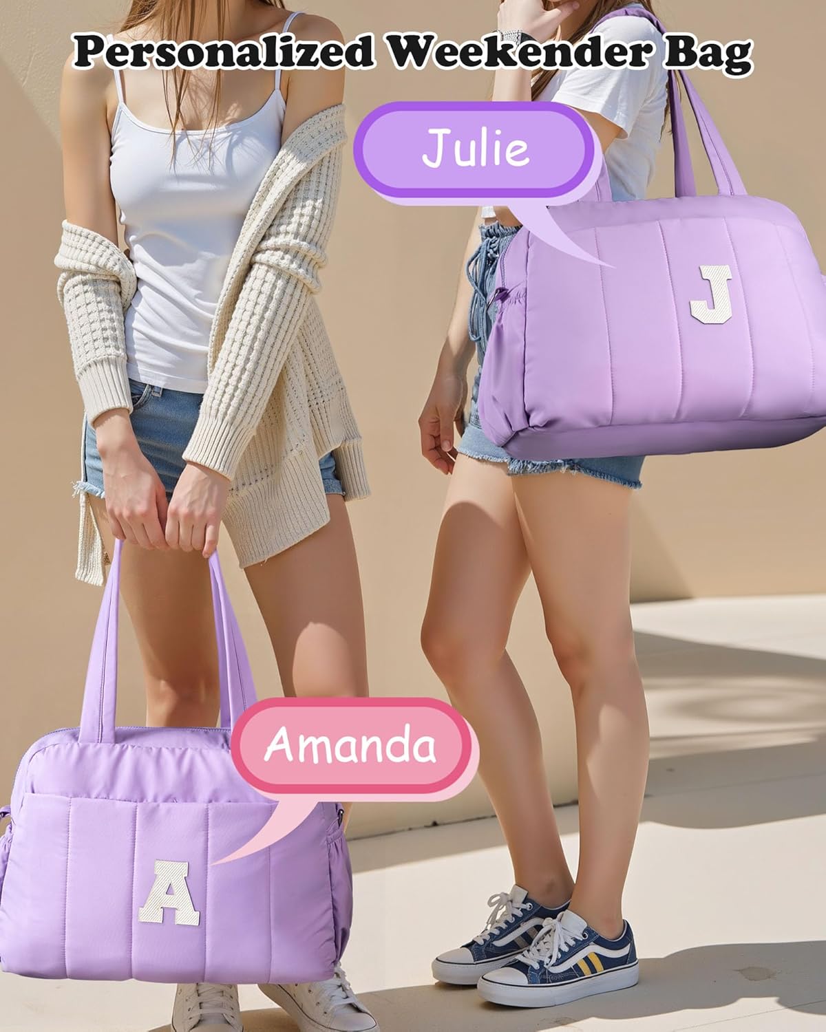 Birthday Gift for Women Girl-Initial Duffle Bag, Carry On Bags for Women，Overnight Bag with Wet Pocket，Lightweight Travel Bags Personalized Gym Tote with Makeup Pouch