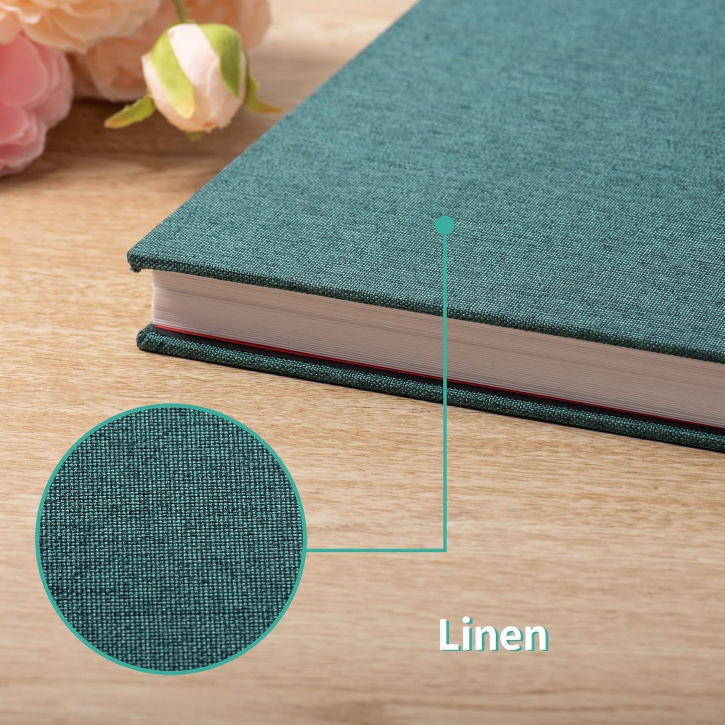 Photo Album Self Adhesive Scrapbook Album for 4×6 Pictures DIY Magnetic Linen Cover Album 30 Blank Pages Great Gift for Family, Wedding, Birthday, Christmas, Anniversary(Dark Green)