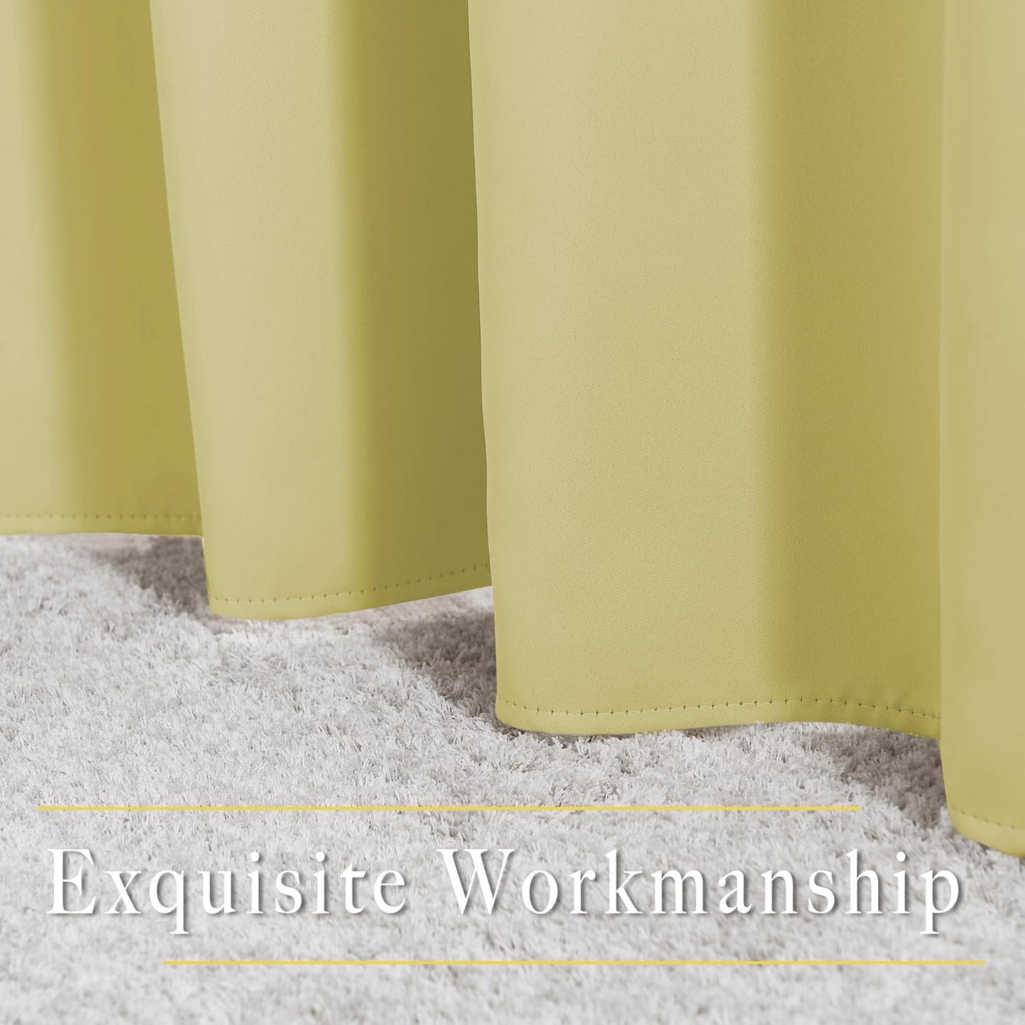 NICETOWN Paler Yellow Room Darkening Curtains for Living Room, Grommet Thermal Insulated Window Drapes Room Divider Blinds Sound Reducing for Living Room, W46 x L102, 2 Pieces