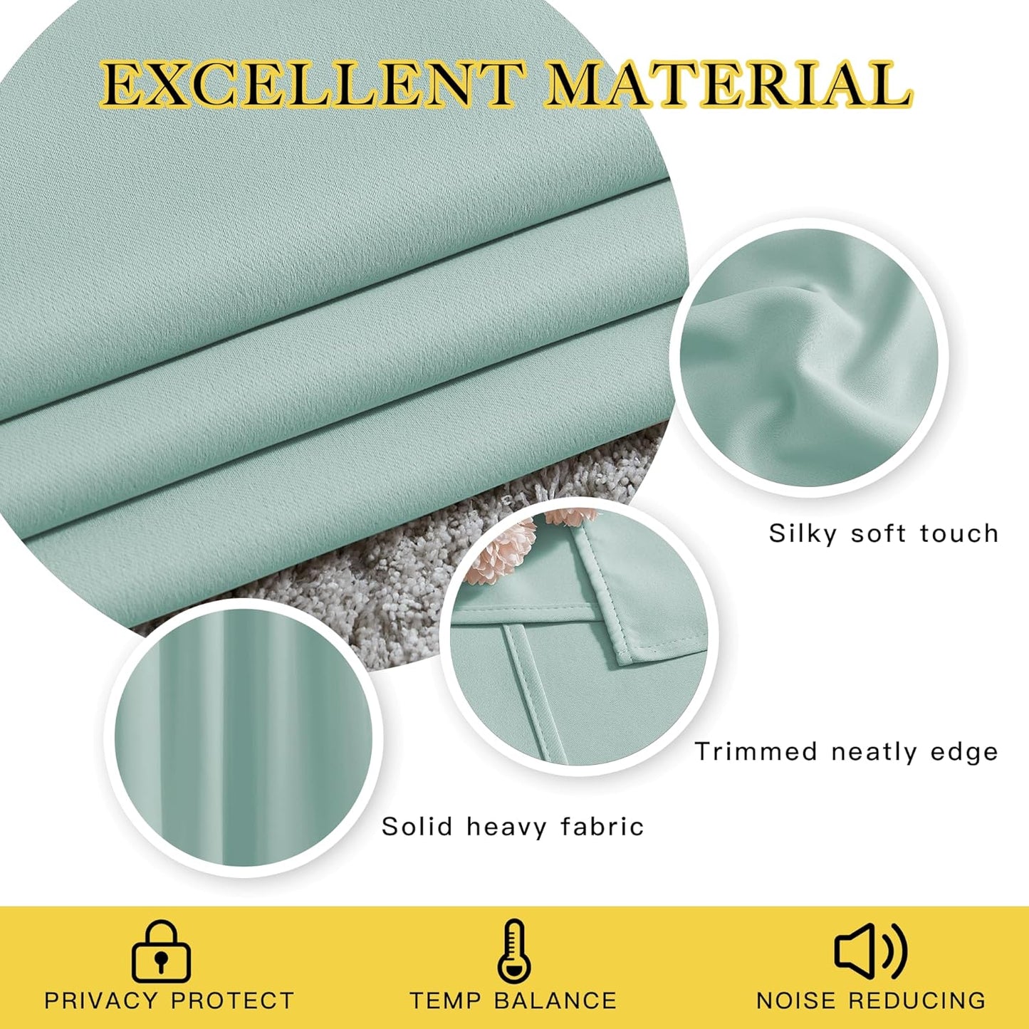 NICETOWN Room Darkening Drapes for Nursery - (52 inches Width by 120 inches Length, Aqua Blue, 1 Pair) Light Blocking Curtain Panels for Bedroom Girl Room, Soft Fabric Window Treatment