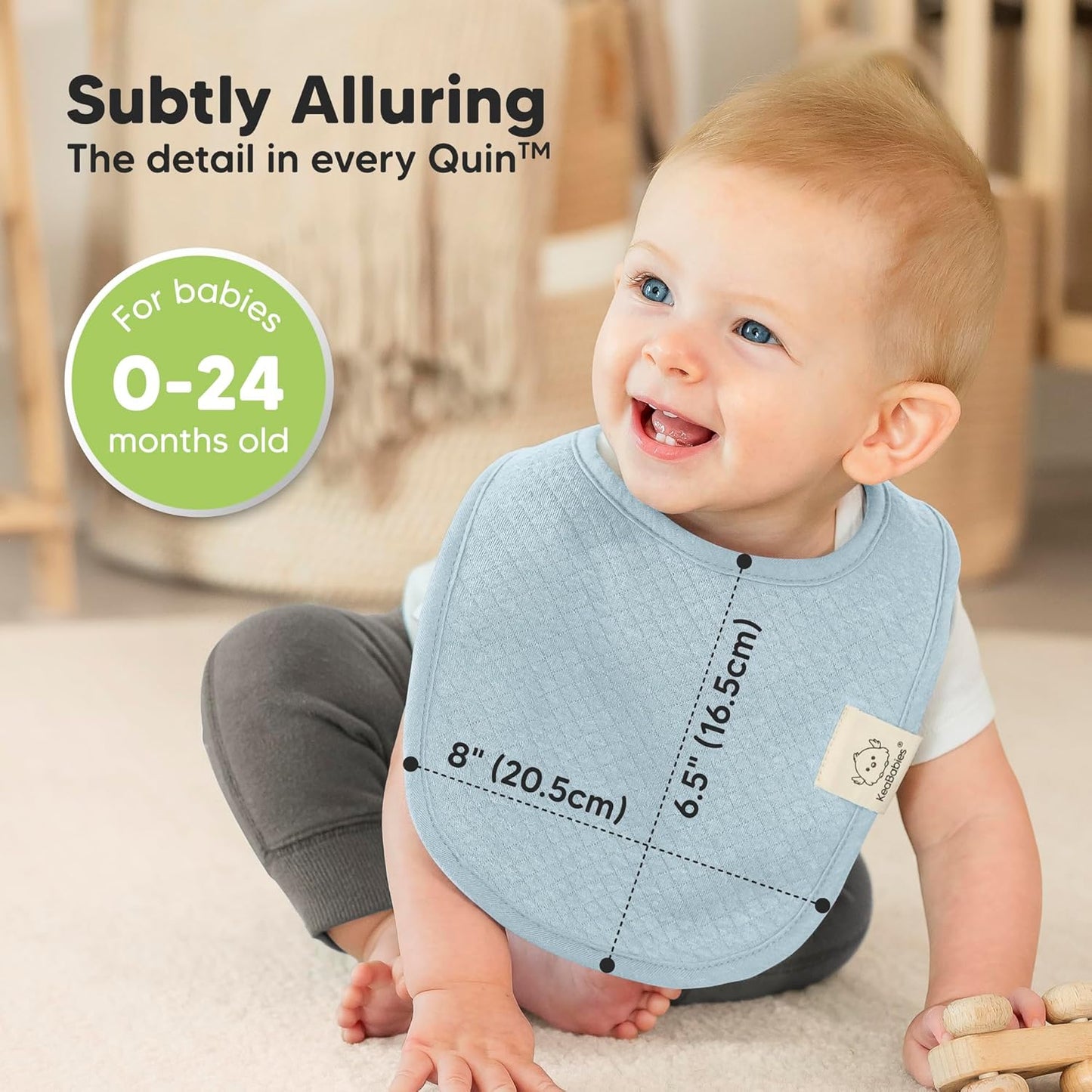 8-Pack Organic Baby Bibs for Girls, Boys - Quilted Cotton Cloth Baby Drool Bibs for Drooling and Teething Toddler, Newborn, Infant, Soft & Super Absorbent (Moor)