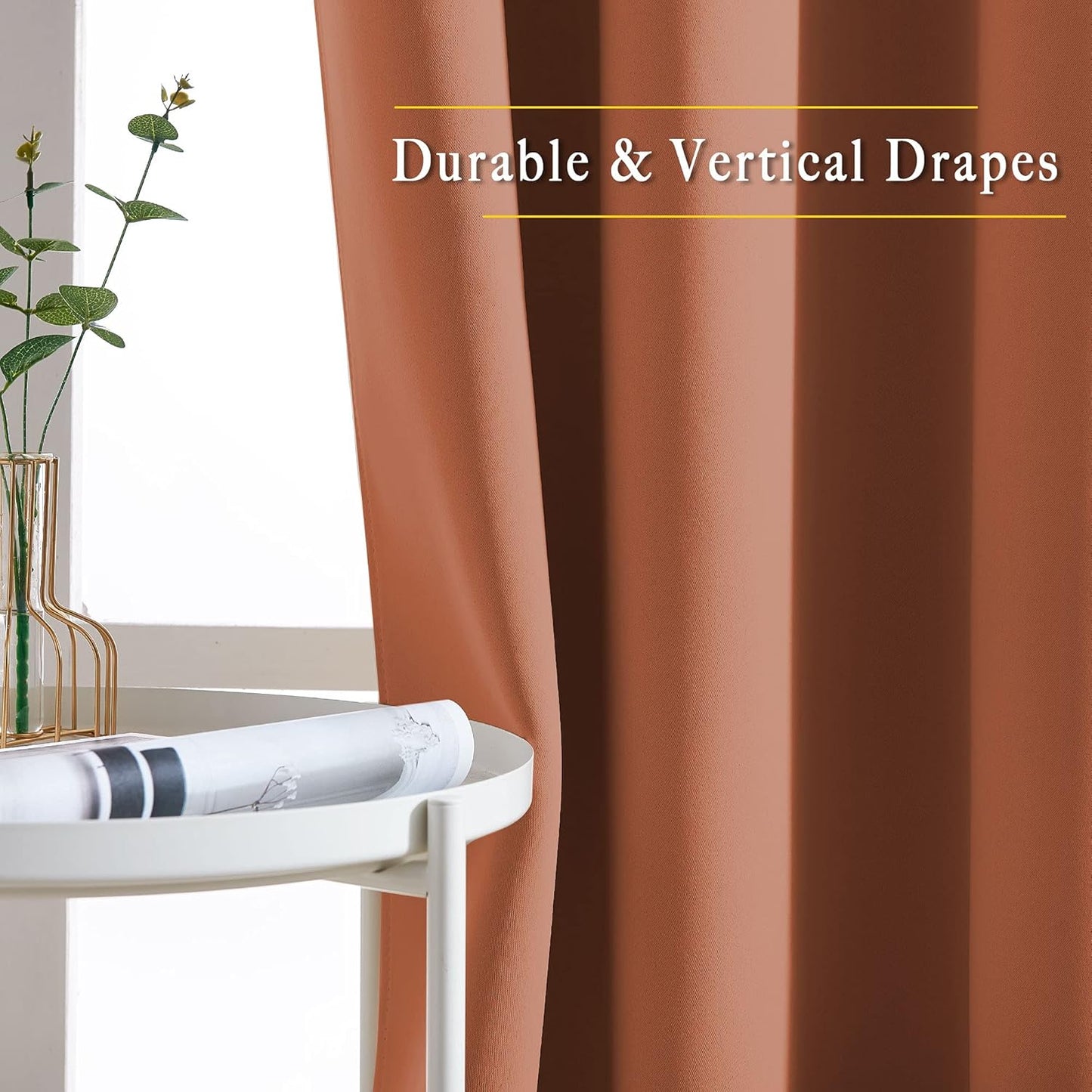 NICETOWN Blackout Window Curtains 72 inches Long, Thermal Insulated Grommet Room Darkening Window Treatments for Bedroom/Living Room, Burnt Orange, Set of 2, W37 x L72
