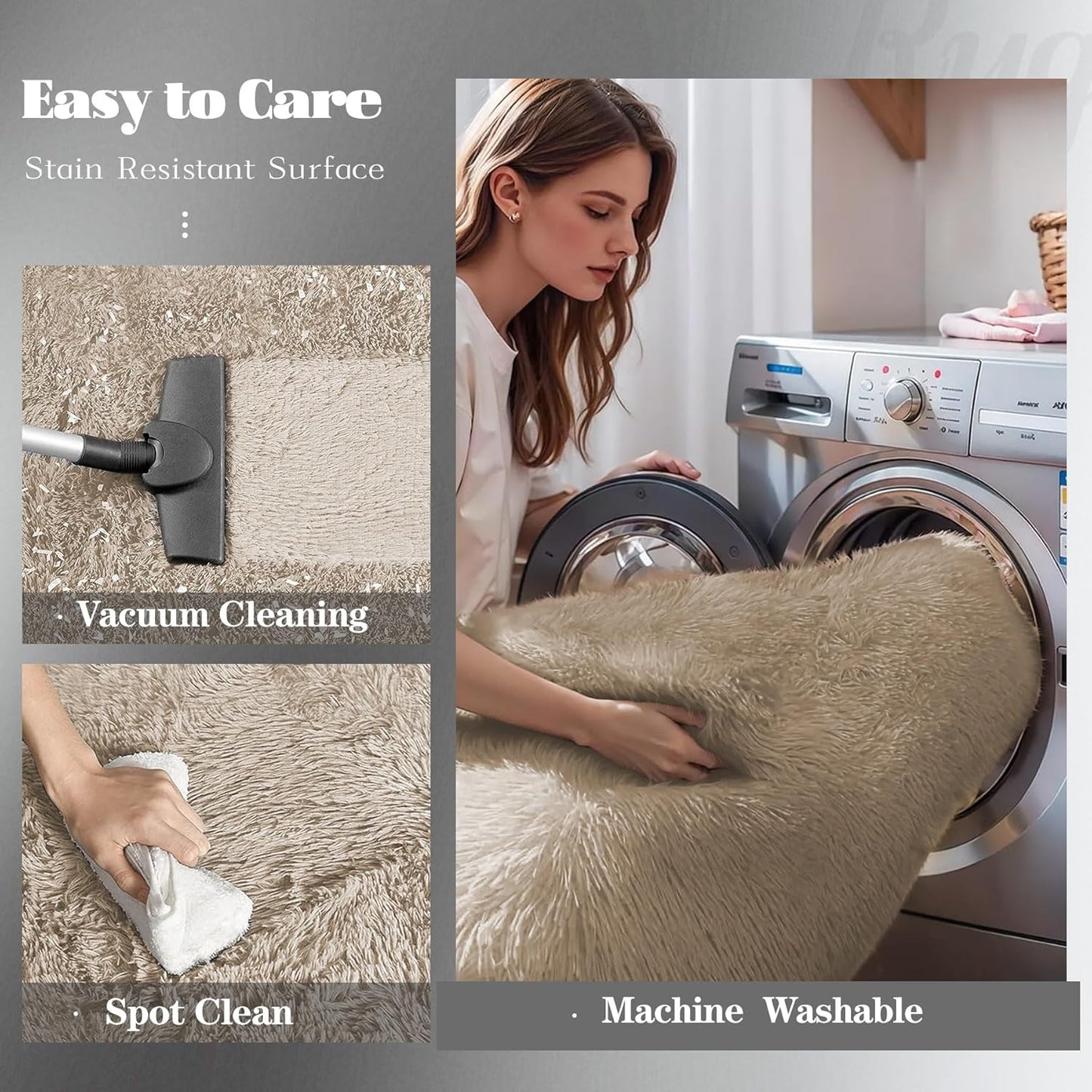 6x9 Area Rug for Living Room: Fluffy Shag Soft Washable Rugs Large Fuzzy Plush Indoor Carpet for Bedroom Nursery Playroom Kids Girls Boys Room (Camel, 6'x9')