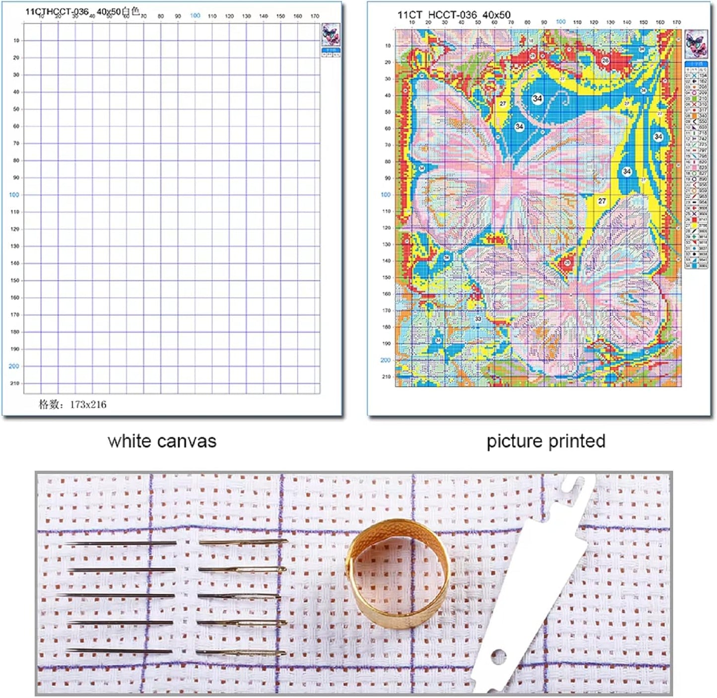 Stamped Cross Stitch Kits - Beach Night Landscape Counted Cross Stitch Kits for Beginners Adults Needlepoint Cross-Stitch Patterns-Eagle Wolf 18x18 inchs