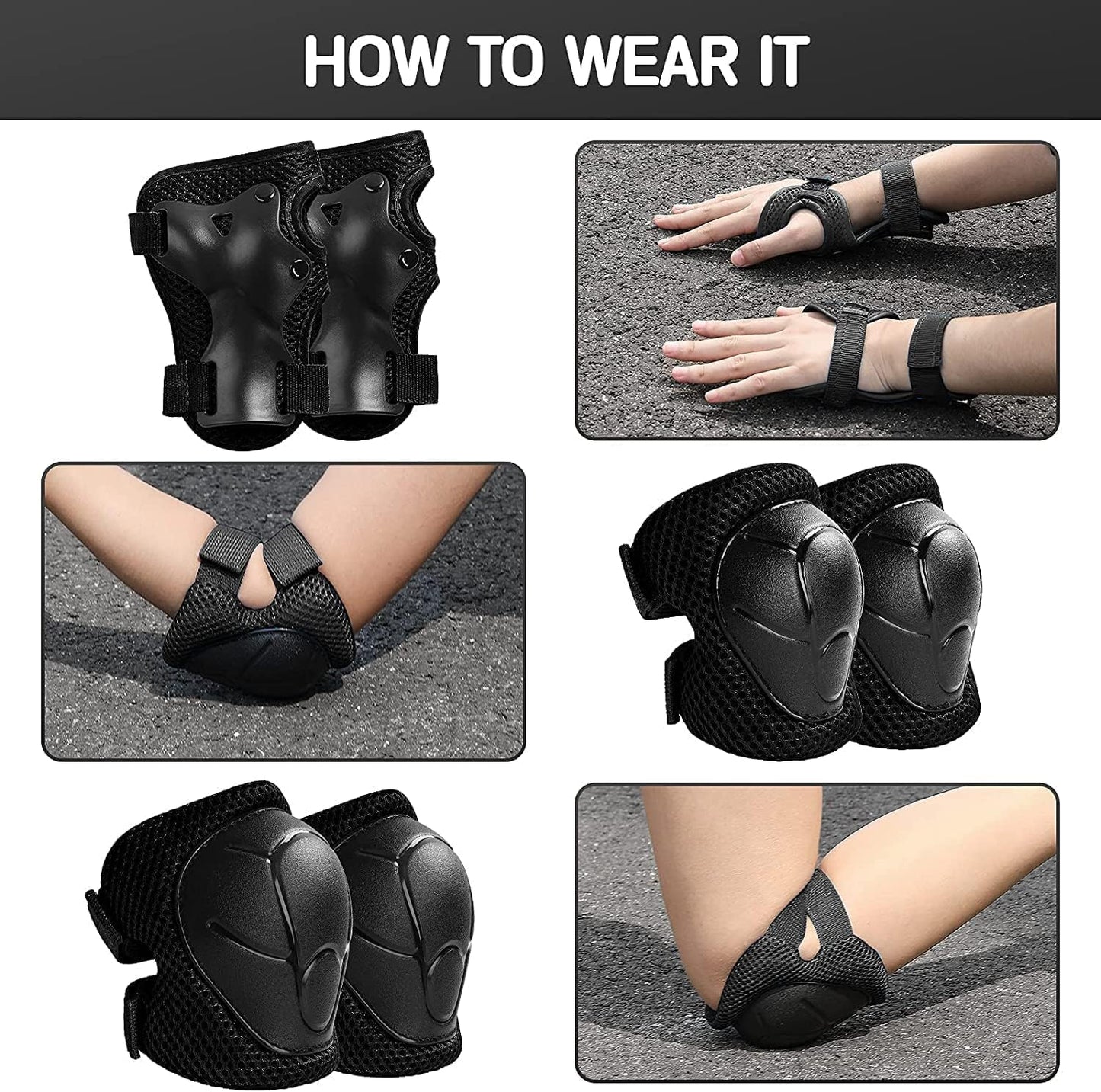 Adjustable Kids Helmet with Knee Pad, Elbow Pads & Wrist Guards - Toddler Bike Helmets for Ages 3-5, 5-8, 8-14 Years - Perfect for Skating, Biking, Cycling, and Skateboard - for Boys and Girls