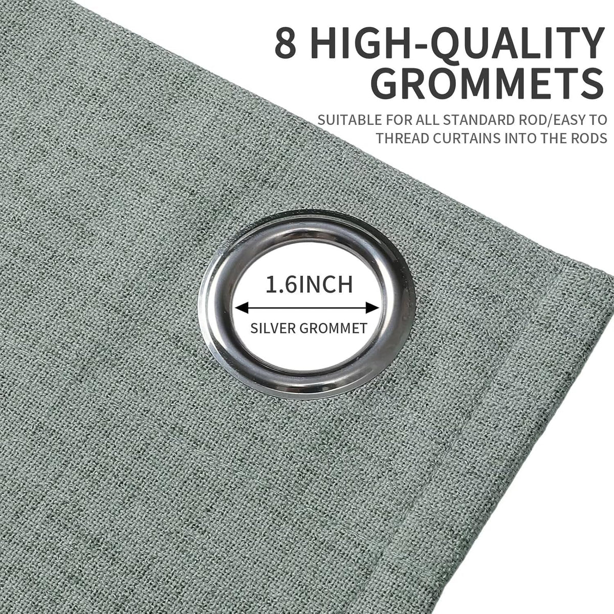 Joydeco Custom Sage Green Textured Total Blackout Curtain for Bedroom and Living Room. Grommet Textured Thermal Insulated Room Darkening Curtain 1 Panel (Custom Size and Color)